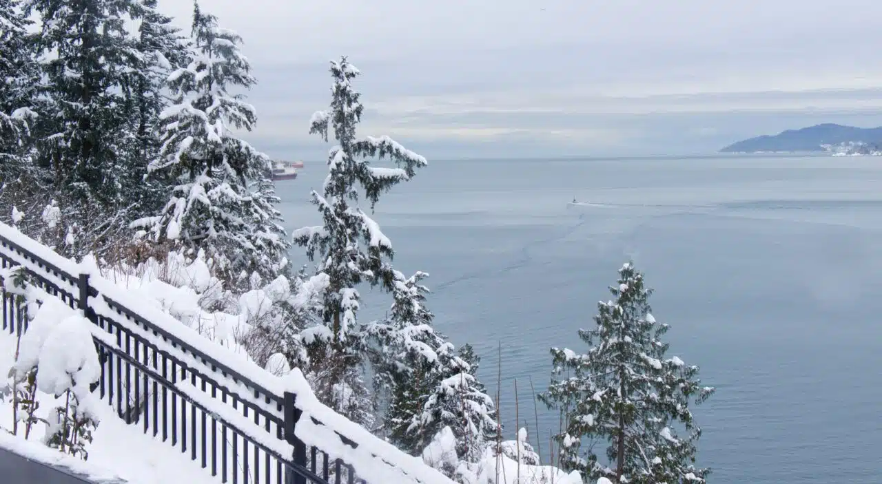Snow over Prospect Point Lookout  in Stanley Park