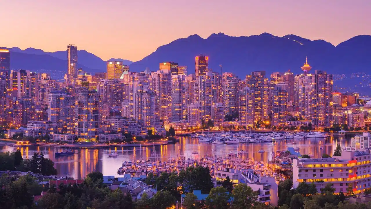 Shot of Vancouver skyline with mountains in the background